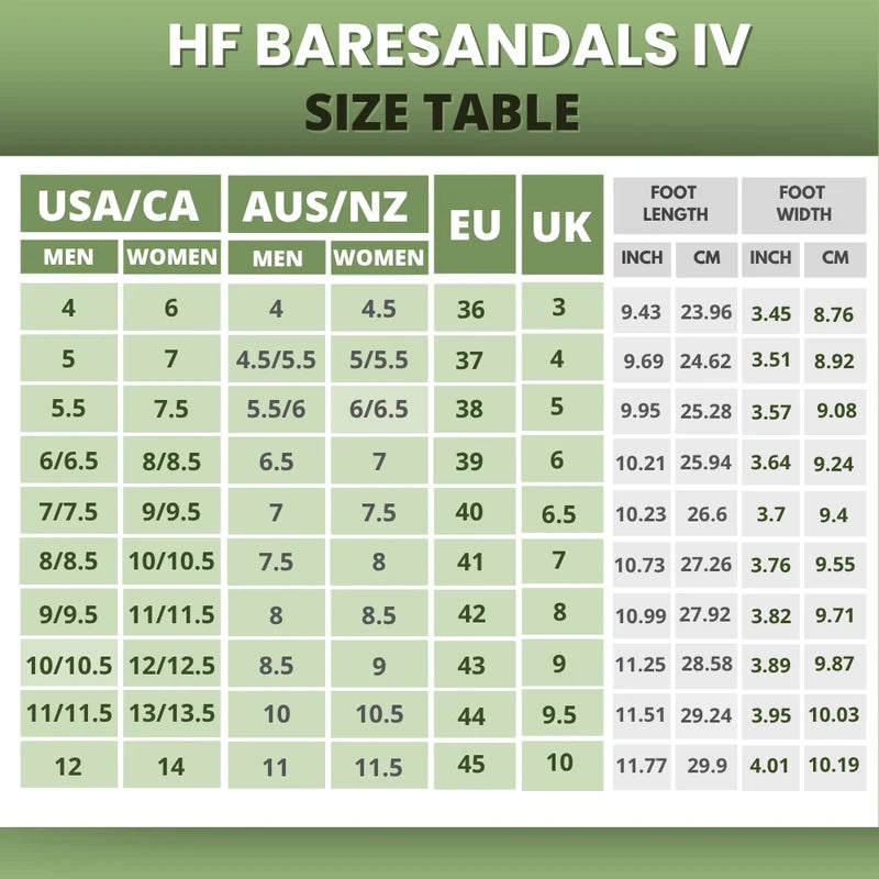 HF Baresandals IV – Ergonomic Footbed & Ultra-Lightweight Barefoot Sandals (Unisex)